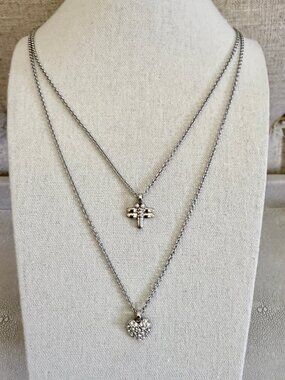 Dyrberg/Kern Indira Swarovski crystal Heart and Dragonfly, Cross necklace
